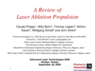 A Review of  Laser Ablation Propulsion