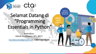 Selamat Datang  di “Programming Essentials in Python”