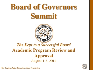 Board of Governors Summit The Keys to a Successful Board