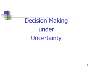 Decision Making  under  Uncertainty