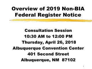 Overview of 2019 Non-BIA Federal Register Notice