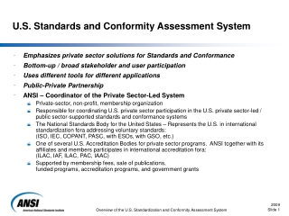 U.S. Standards and Conformity Assessment System