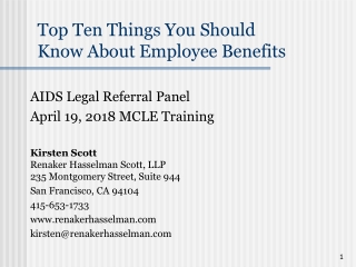 Top Ten Things You Should Know About Employee Benefits