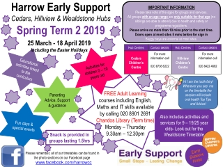 Harrow  Early Support Cedars, Hillview  &  Wealdstone Hubs Spring Term 2 2019
