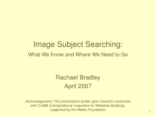 Image Subject Searching:  What We Know and Where We Need to Go