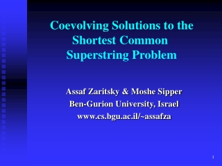 Coevolving Solutions to the Shortest Common  Superstring Problem