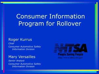 Consumer Information     	 Program for Rollover