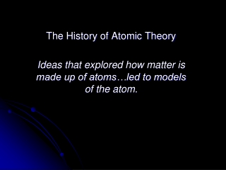 The History of Atomic Theory