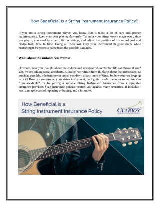 How Beneficial is a String Instrument Insurance Policy?