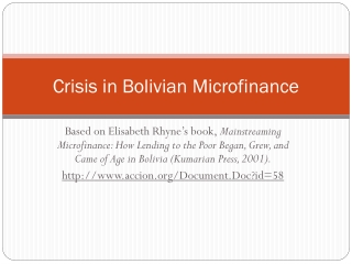 Crisis in Bolivian Microfinance