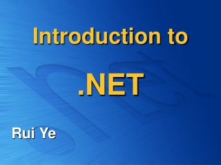 Introduction to .NET