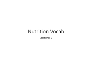 Nutrition Vocab