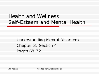 Health and Wellness Self-Esteem and Mental Health