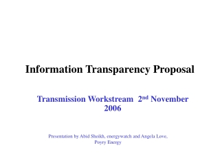 Information Transparency Proposal