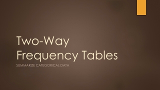 Two-Way Frequency Tables