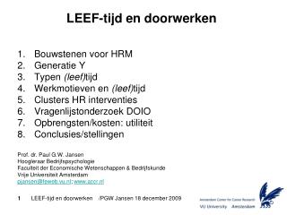 LEEF-tijd en doorwerken