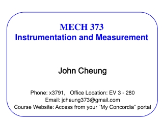 MECH 373 Instrumentation and Measurement