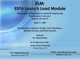 ELM:  ESPA Launch Load Module