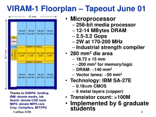 VIRAM-1 Floorplan – Tapeout June 01