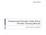 Computerized Provider Order Entry Provider Training Manual