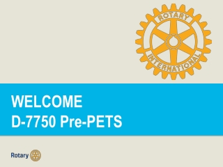 WELCOME   D-7750 Pre-PETS