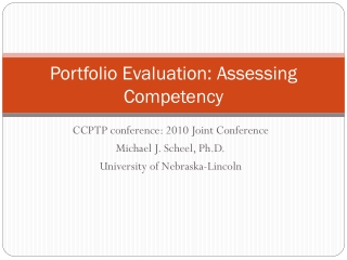 Portfolio Evaluation: Assessing Competency