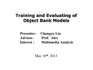 Training and Evaluating of Object Bank Models