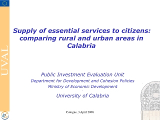 Supply of essential services to citizens: comparing rural and urban areas in Calabria