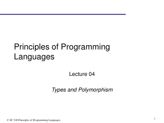 Principles of Programming Languages