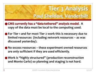 Tier 3 Analysis Paul Sheldon, Vanderbilt