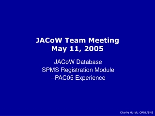 JACoW Team Meeting May 11, 2005