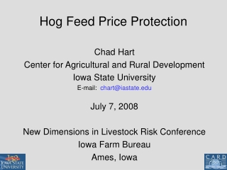 Hog Feed Price Protection