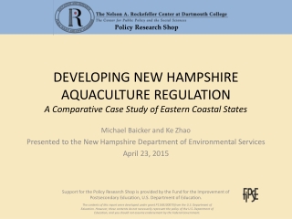 Michael Baicker and Ke Zhao Presented to the New Hampshire Department of Environmental Services