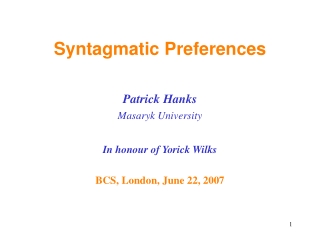 Syntagmatic Preferences