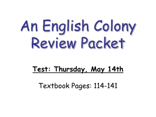 An English Colony  Review Packet