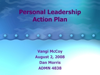 Personal Leadership  Action Plan