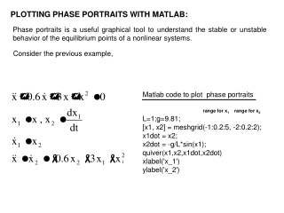 PLOTTING PHASE PORTRAITS WITH MATLAB: