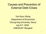 Causes and Prevention of External Debt Crises