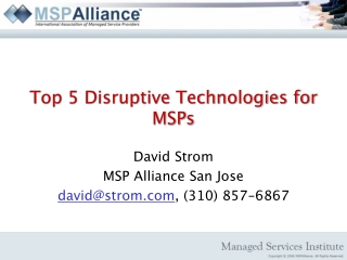 Top 5 Disruptive Technologies for MSPs