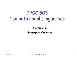 CPSC 503 Computational Linguistics