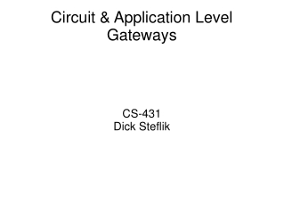 Circuit &amp; Application Level Gateways