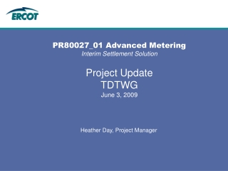 PR80027_01 Advanced Metering Interim Settlement Solution Project Update TDTWG June 3, 2009