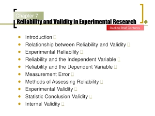 Reliability and Validity in Experimental Research ♣