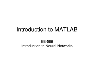 Introduction to MATLAB