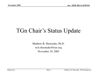 TGn Chair’s Status Update