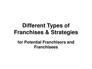 Different Types of Franchises &amp; Strategies