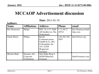 MCCAOP Advertisement discussion