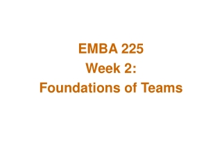 EMBA 225 Week 2:  Foundations of Teams