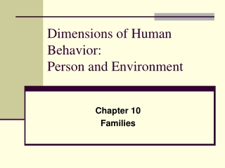 Dimensions of Human Behavior:  Person and Environment