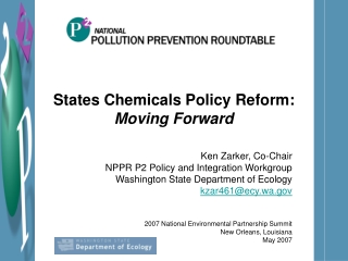 States Chemicals Policy Reform:  Moving Forward